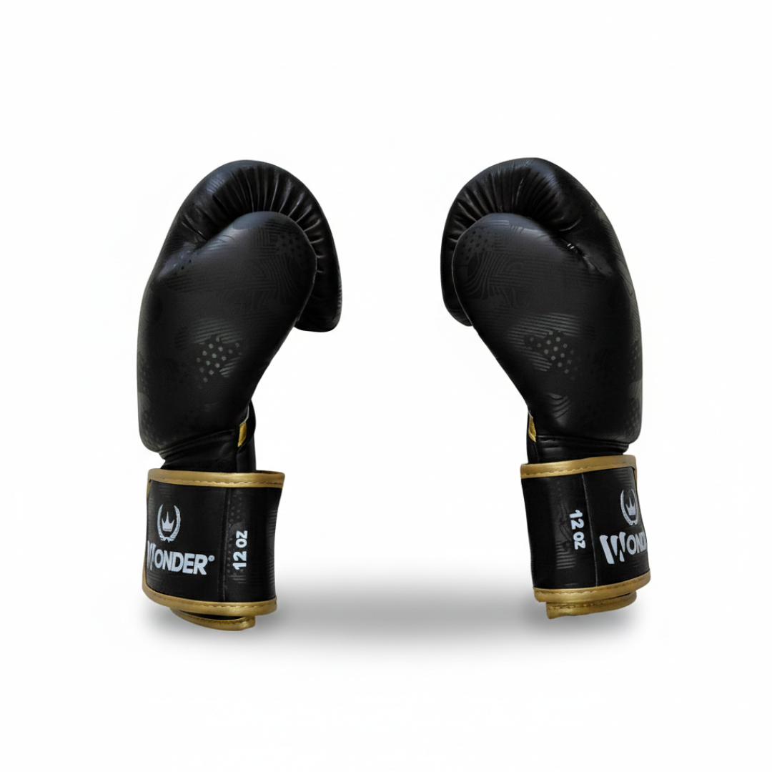 guante boxeo profesional entrenamiento wonder 12oz  14oz negro dorado